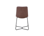 Abelene Dining Table  Set of 7pcs 6 Chair 160cm Rectangular Wooden Desk Metal Legs Base Dining Room Furniture - Brown