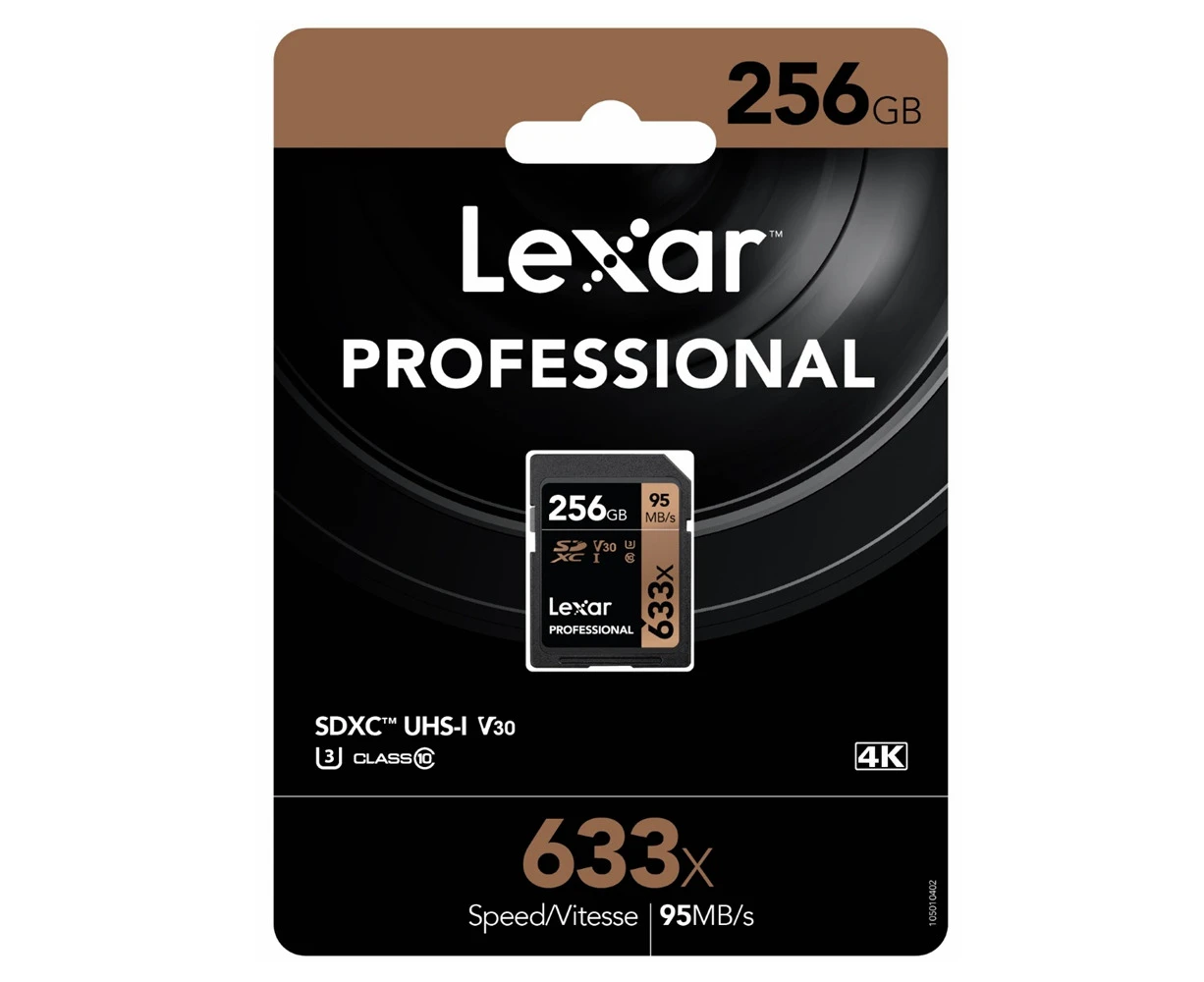 Lexar 256GB SD Card SDXC UHS-I Professional 633x Full HD Camera DSLR TF Memory Card U3 4K 95MB/s