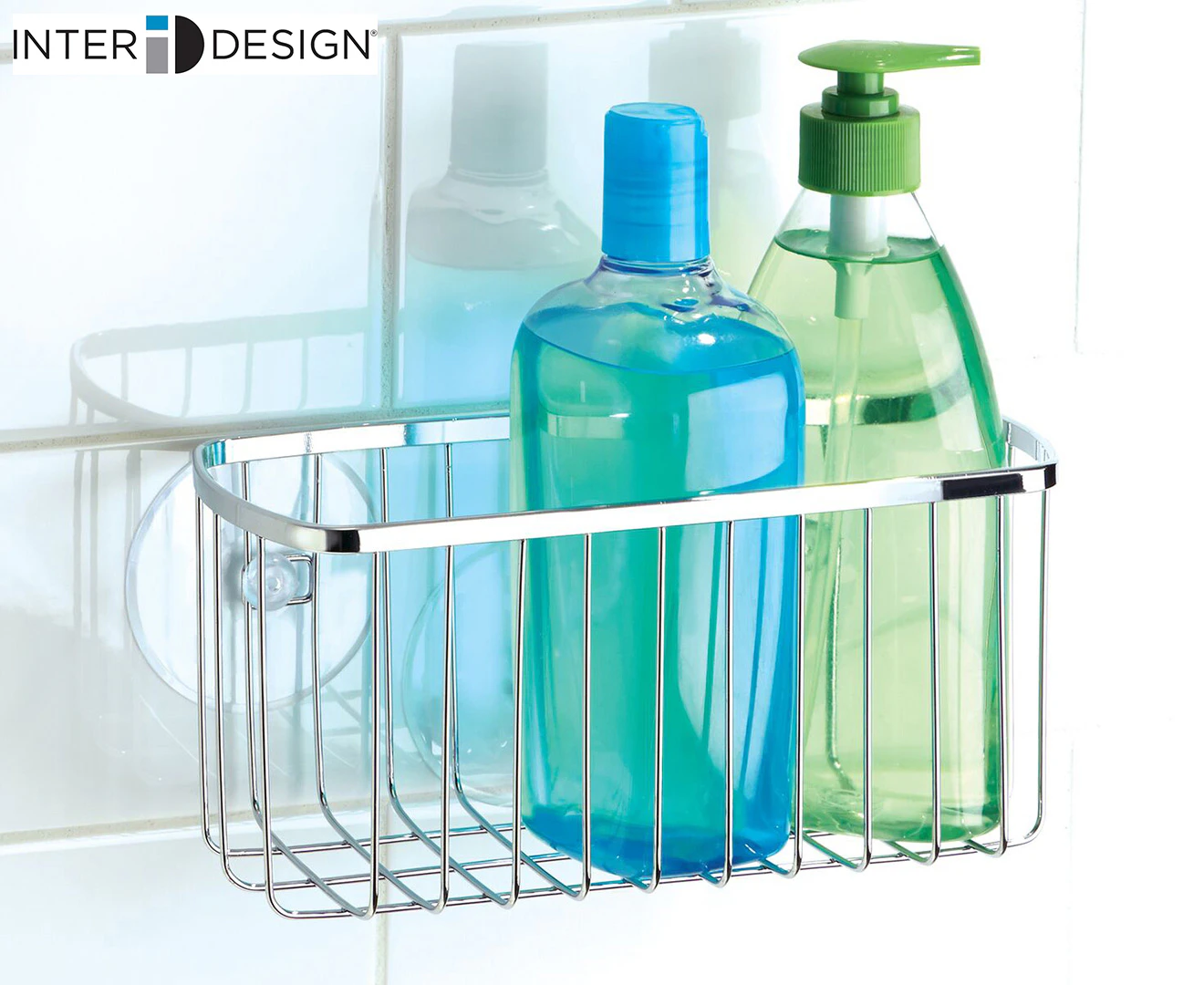 iDesign Gia 22.5x10cm Rectangular Suction Basket Shampoo/Soap Holder Organiser