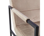 Gracy Dining Chair Set of 2 Velvet Fabric Upholstered Metal Tube Frame Solid Wood Legs - Beige