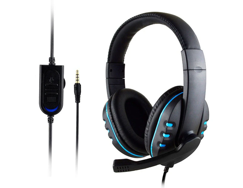 Gaming Headset 3.5mm Stereo Surround Gamer Wired Headphone With Mic For PS4 PC Black Blue