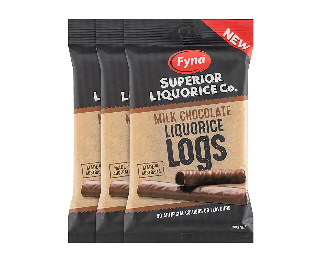 Fyna Superior Liquorice Co. Milk Chocolate Liquorice Logs 200g