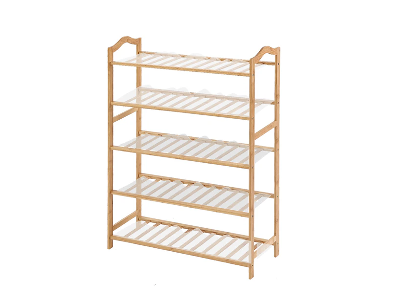 Levede Bamboo Shoe Rack Storage Wooden Organizer Shelf Stand 5 Tiers Layers 70Cm