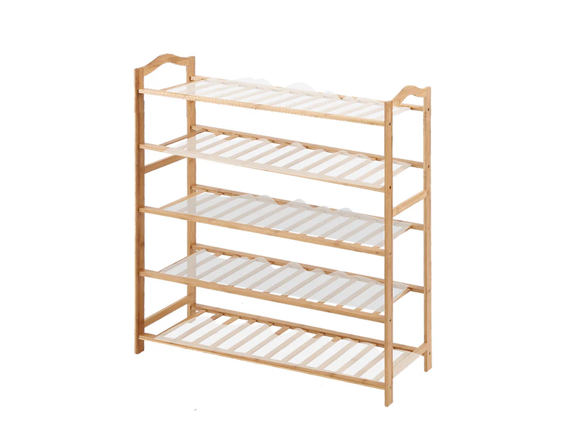 Levede Bamboo Shoe Rack Storage Wooden Organizer Shelf Stand 5 Tiers Layers 90Cm