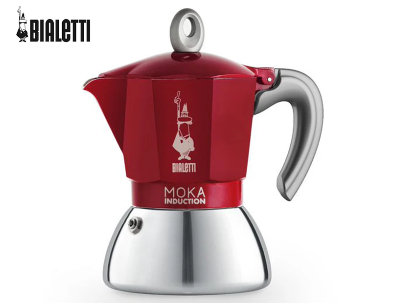 Bialetti 4 Cup Moka Induction Stovetop Espresso Maker - Red