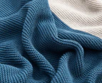 Gioia Casa Rola Knitted Cotton Jacquard Throw - Blue