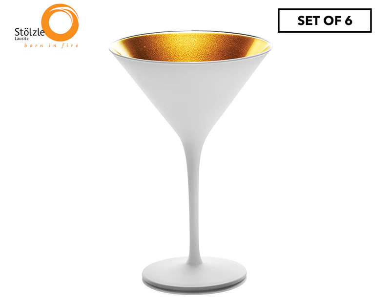 Set of 6 Stolzle 240mL Olympic Cocktail Glasses - Matte White/Gold