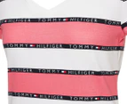 Tommy Hilfiger Women's Fave Striped Rugby Tee / T-Shirt / Tshirt - Putt Putt Pink