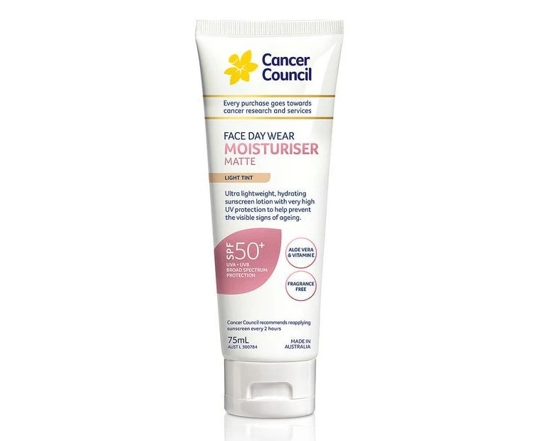 Cancer Council Face Day Wear Moisturiser Matte SPF 50+ Light Tint 75ml