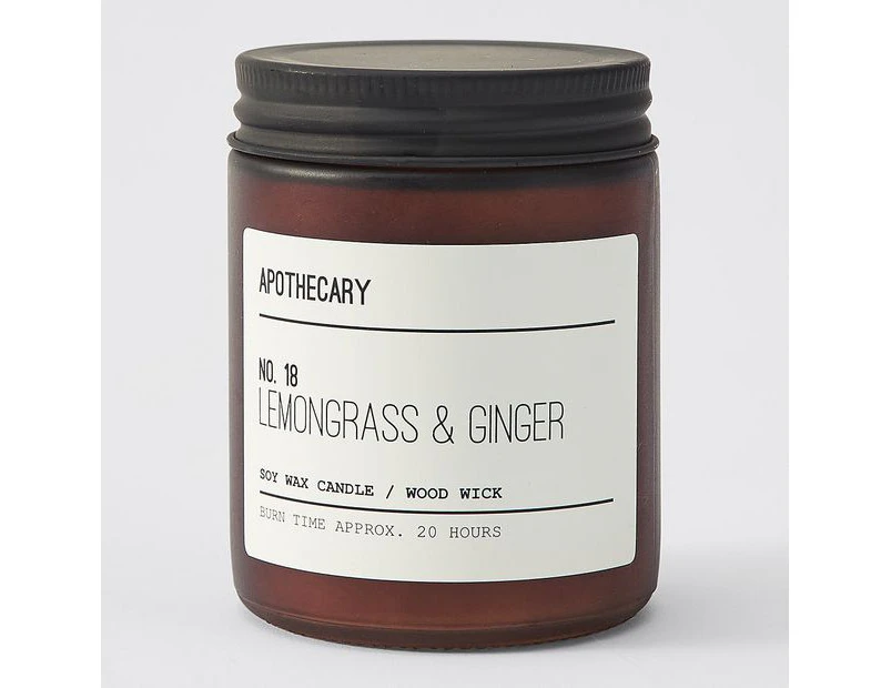 Target Apothecary Single Wood Wick Candle in Jar - Lemongrass & Ginger - Brown