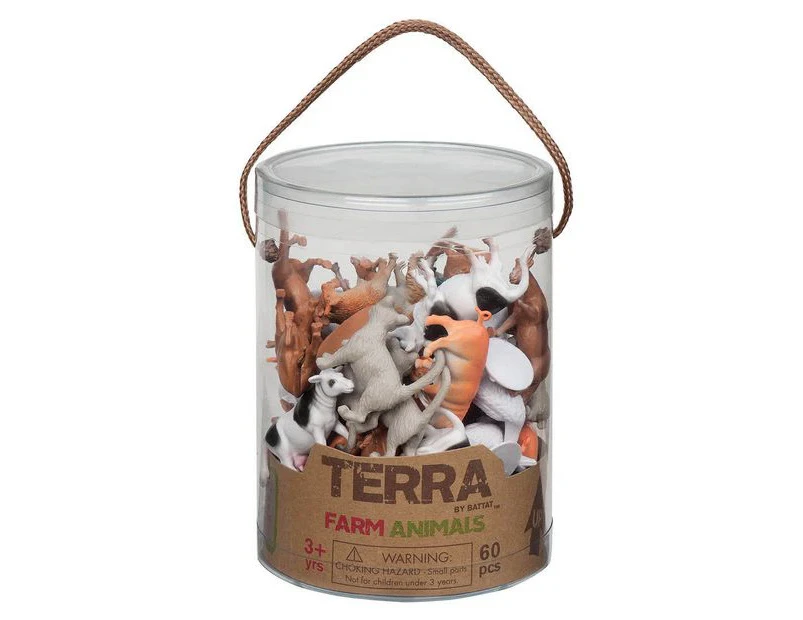 Terra Farm Animals In A Tube - 60 Pieces
