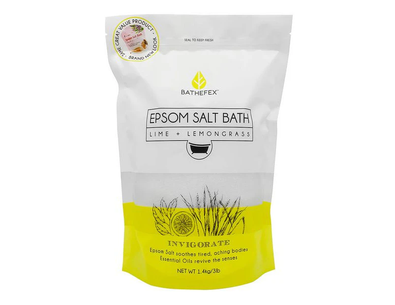 Bathefex Epsom Salt Bath - Lime and Lemongrass 1.4kg - Yellow