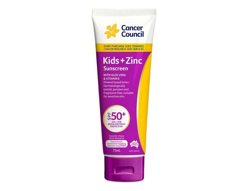 Cancer Council Sunscreen Kids + Zinc SPF50+ 75mL