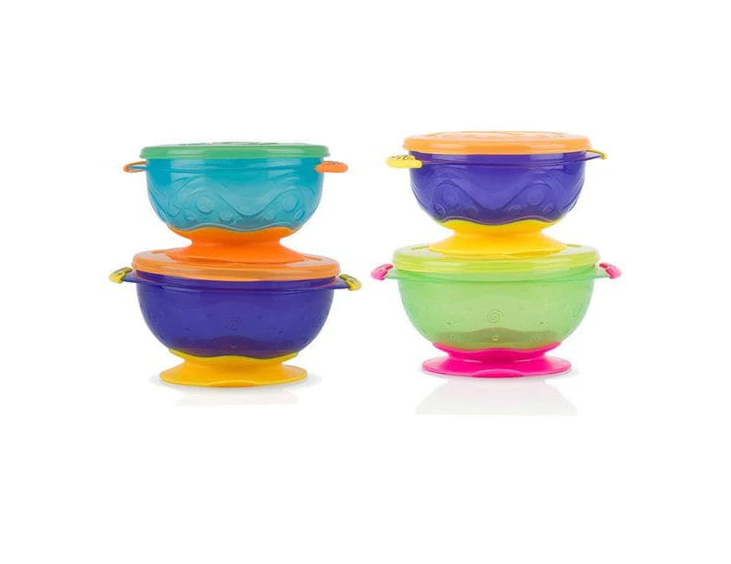 Nuby 2 Pack Stackable Suction Bowls With Lids