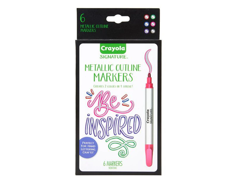 Crayola Signature 6 Pack Metallic Outline Markers - Multi