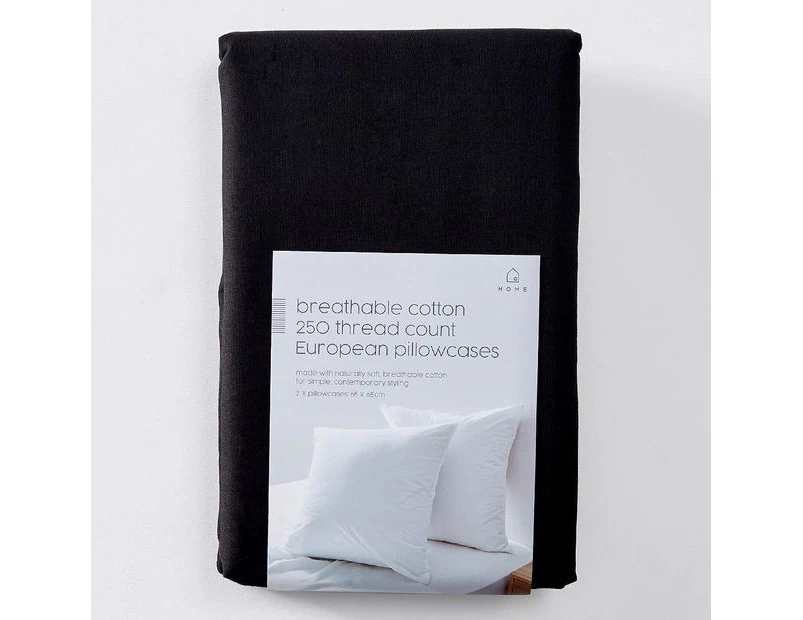Target 2 Pack 250 Thread Count Cotton European Pillowcases - Black