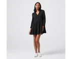 Lily Loves Long Sleeve Tiered Mini Dress - Black