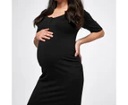 Target Maternity Organic Cotton Placket Dress - Black