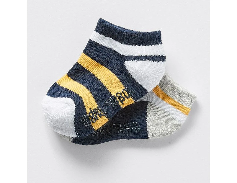 Underworks Baby 2 Pack Striped Socks - Blue - Blue