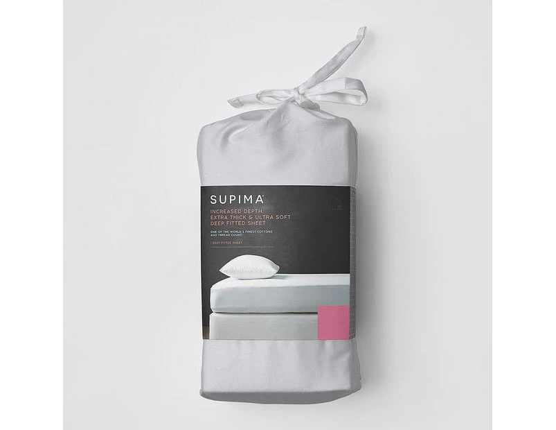 Supima 400 Thread Count Cotton Fitted Sheet - Silver