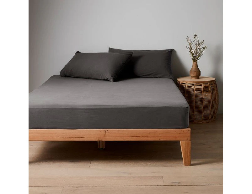 Target Arlo Stonewash Fitted Sheet - Charcoal