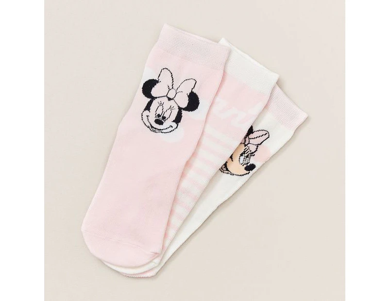 3 Pack Disney Minnie Mouse Socks - Pink