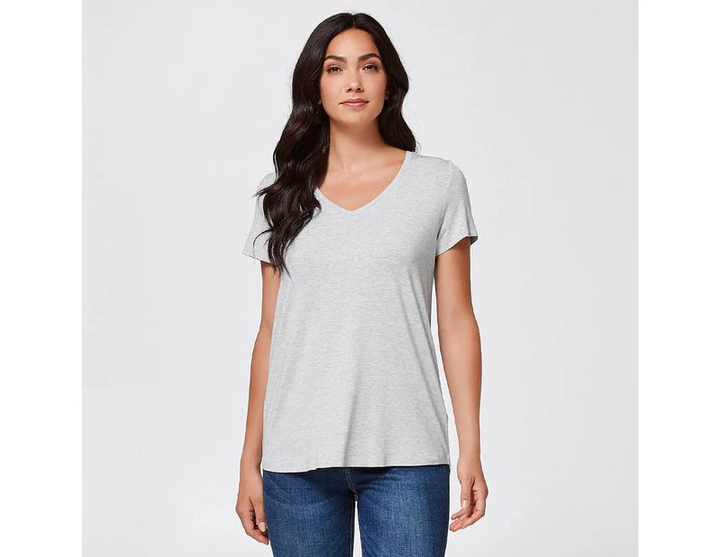 Target Modal/Elastane V-Neck T-Shirt - Grey