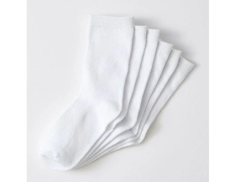 6 Pack Maxx Crew School Socks - White