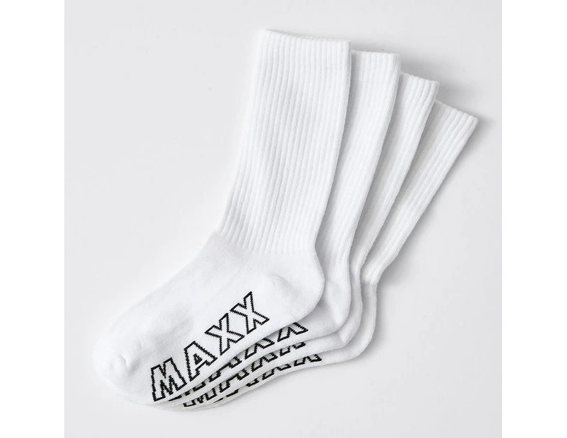 4 Pack Maxx Crew Sock - White