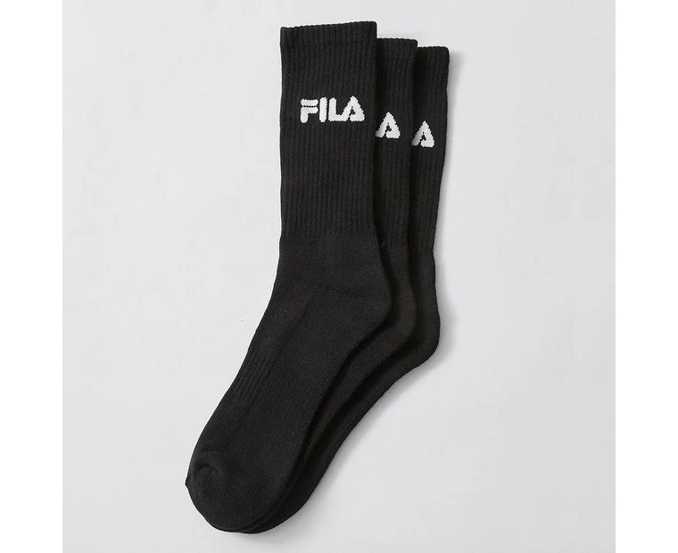 Fila 3 Pack Sports Crew Socks - Black - Black