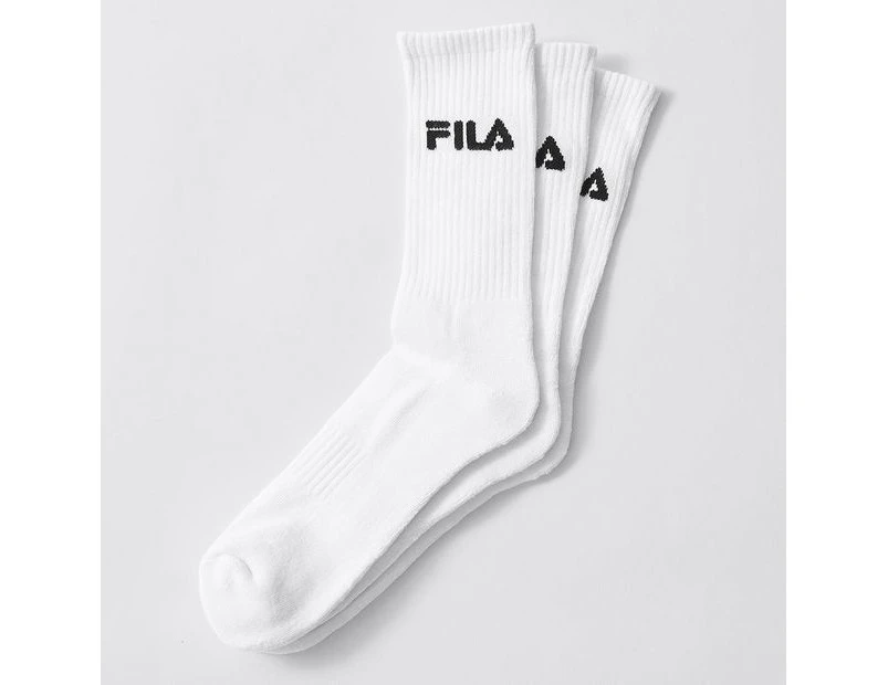 Fila 3 Pack Sports Crew Socks - White - White