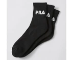 Fila 3 Pack Sports Quarter Socks - Black