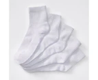 Maxx 5 Pack Quarter Crew Sport Socks - White