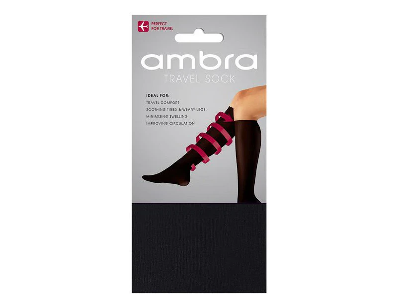 Ambra Knee High Travel Socks - Black - Black