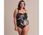 Target Extended Sizing Shape Your Body V-Front One Piece Bathers - Green