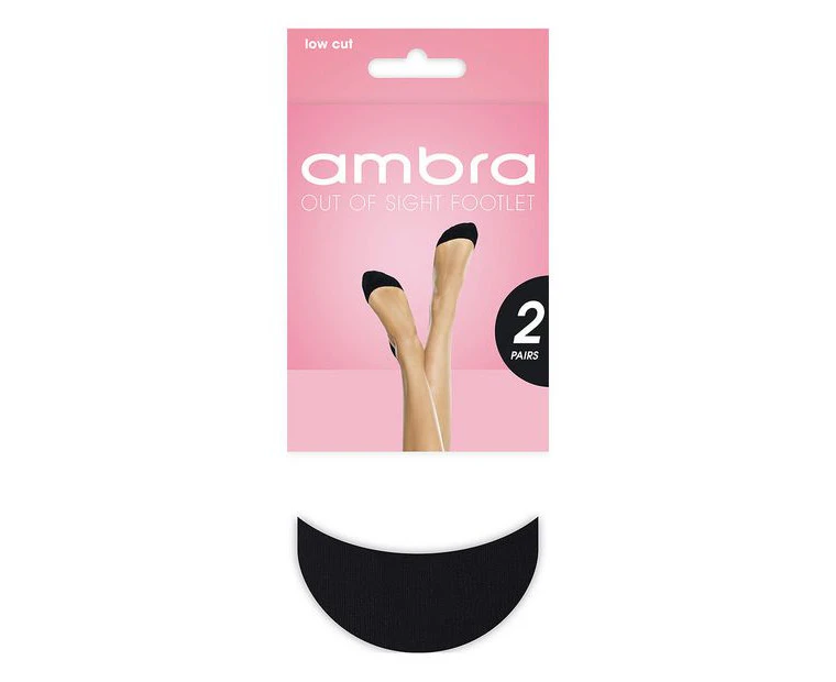 Ambra 2 Pack Out Of Sight Footlet Tights - Black - Black