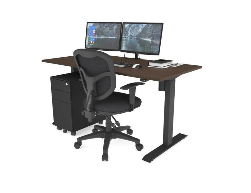 Just Right Height Adjustable Desk - Black Frame [1400L x 700W] - wenge