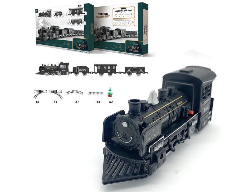 19PCS Classical Freight Steam Rail Train Set Battery Operated RTR Simulation Kids Toy