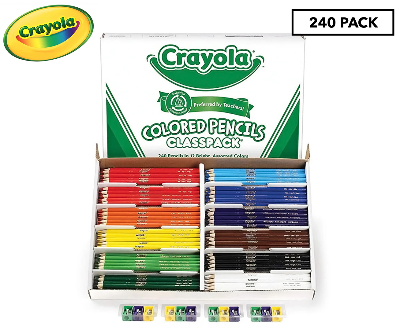 240pc Crayola Kids/Childrens Creative Art Colouring Pencils Classpack 36m+