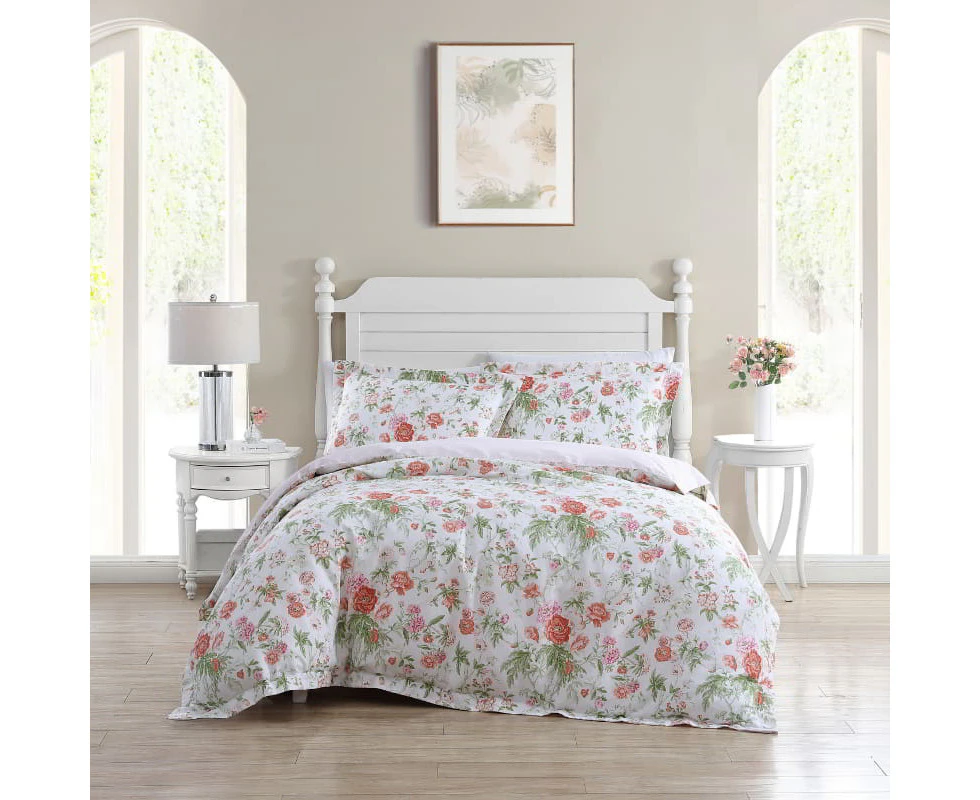 Laura Ashley Breezy Floral Quilt Cover Set - Coral