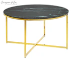 Cooper & Co. 80cm Ali Glass Marble Round Coffee Table - Black/Gold