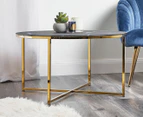 Cooper & Co. 80cm Ali Glass Marble Round Coffee Table - Black/Gold