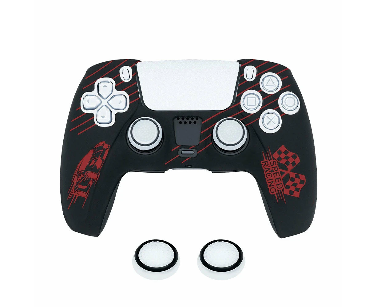 Protective Silicone Cover With Thumb Caps For PS5 (Racing Car Red)