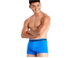 Mens Bonds Stretchables Everyday Trunks Underwear Blue With Grey Band Cotton/Elastane - Blue with Grey Band (KKX)