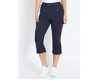 Rockmans Crop Bengaline Pant - Womens - True Navy