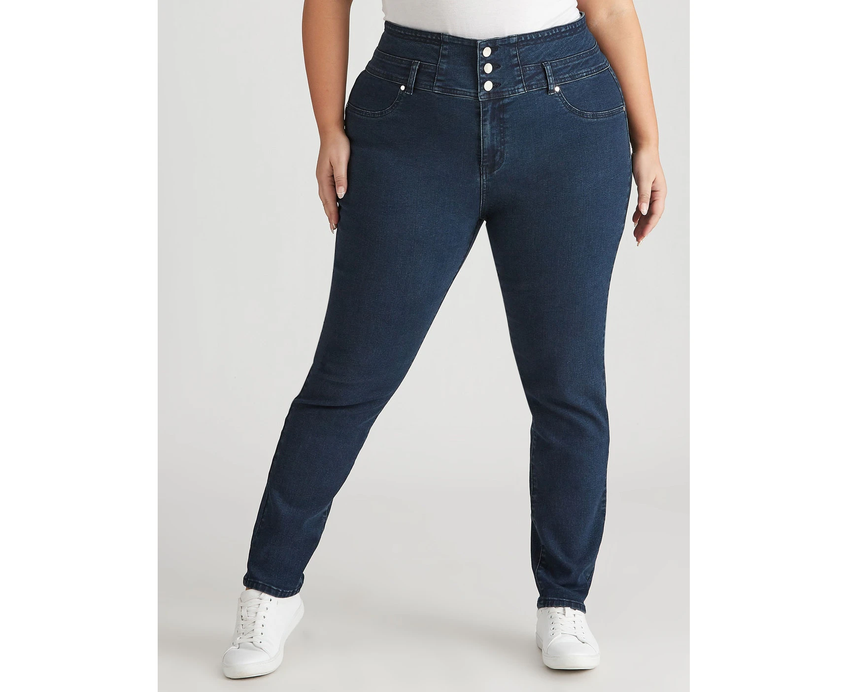 BeMe - Womens Plus Size - Jeans / Denim Pants - Winter - Skinny / Slim Leg - Blue Cotton - Full Length - Mid Rise - Stretch Elastane - Work Clothes