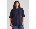 Autograph Knit Seamed Front Jumper - Womens - Plus Size Curvy - Navy