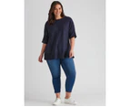 Autograph Knit Seamed Front Jumper - Womens - Plus Size Curvy - Navy