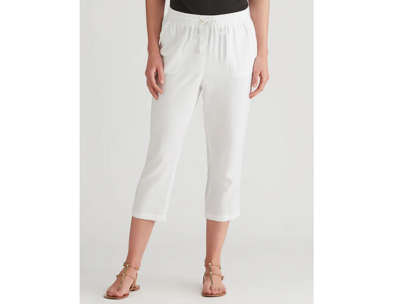 W.Lane Linen Crop Pants - Womens - White