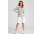 Rockmans Knee Length Solid Colour Shorts - Womens - White